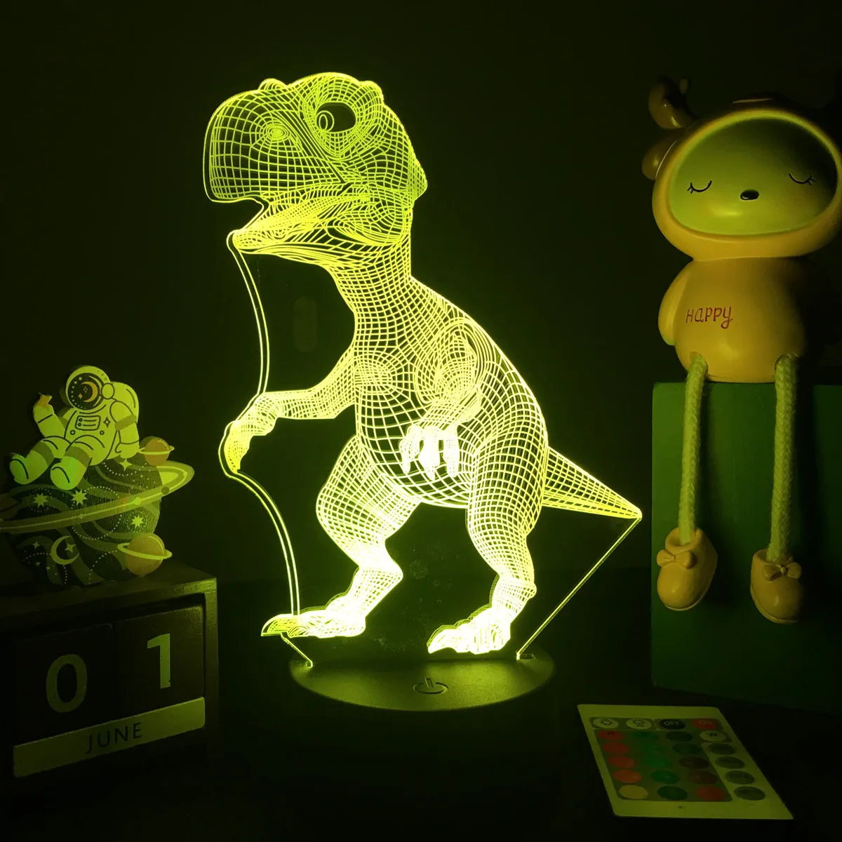3D LED Dinosaur Nightlight For Kids Child Bedroom Decor Birthday Gifts Bedside Lamp Spinosaurus Figure Room Decoration