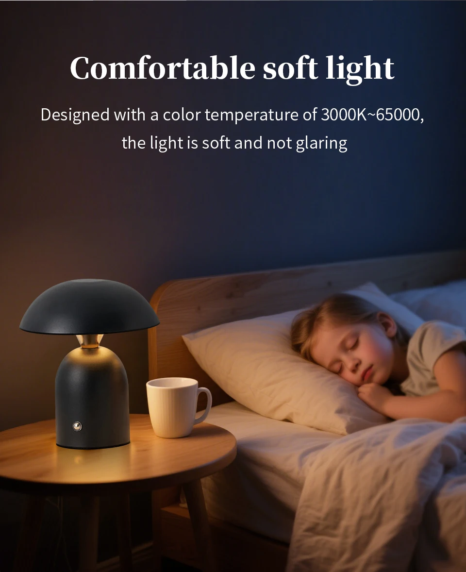 Minimalist Nordic Mushroom LED Desk Lamp Touch Dimming Bedhead Night Light Reading Light Restaurant Bedroom Decorative Lighting
