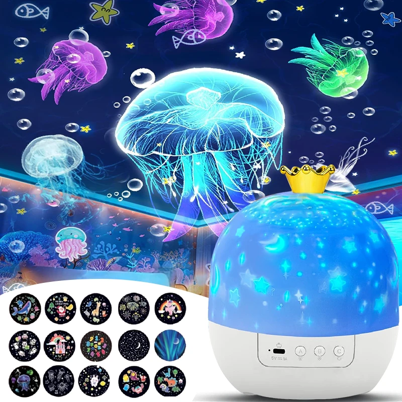 Ocean Starry Projector Small Night Light Constellation Galactic Nebula Projection Lamp 360 Degree Rotation for Children's Gift