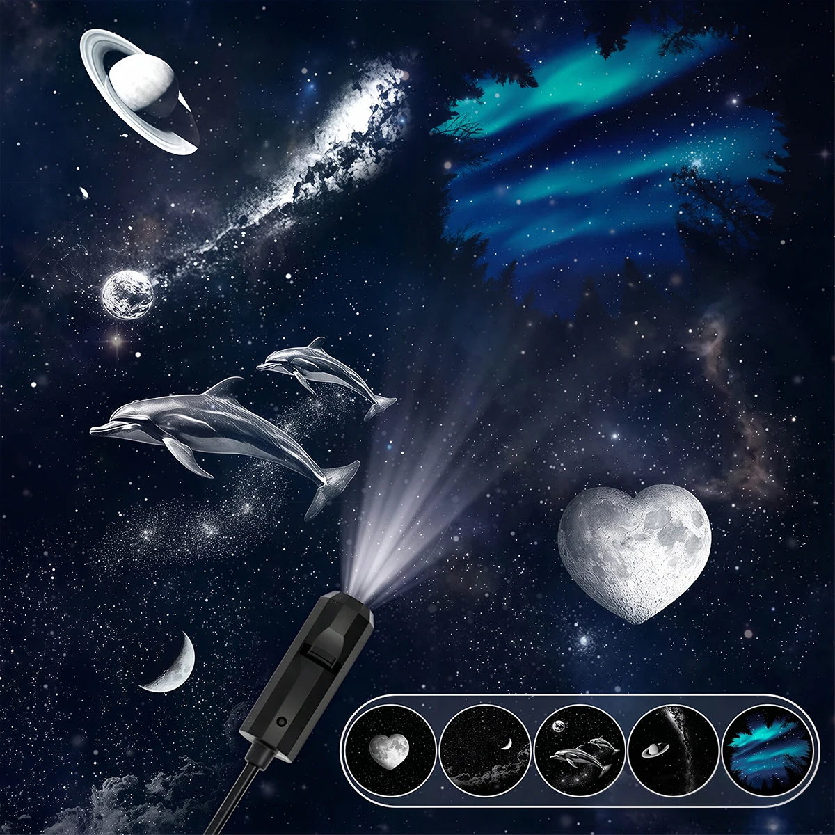 USB LED Star Galaxy Projector Lamp Moon Earth Wall Ceiling Decor Lighting Switchable Pattern Projection Night Light for Bedroom