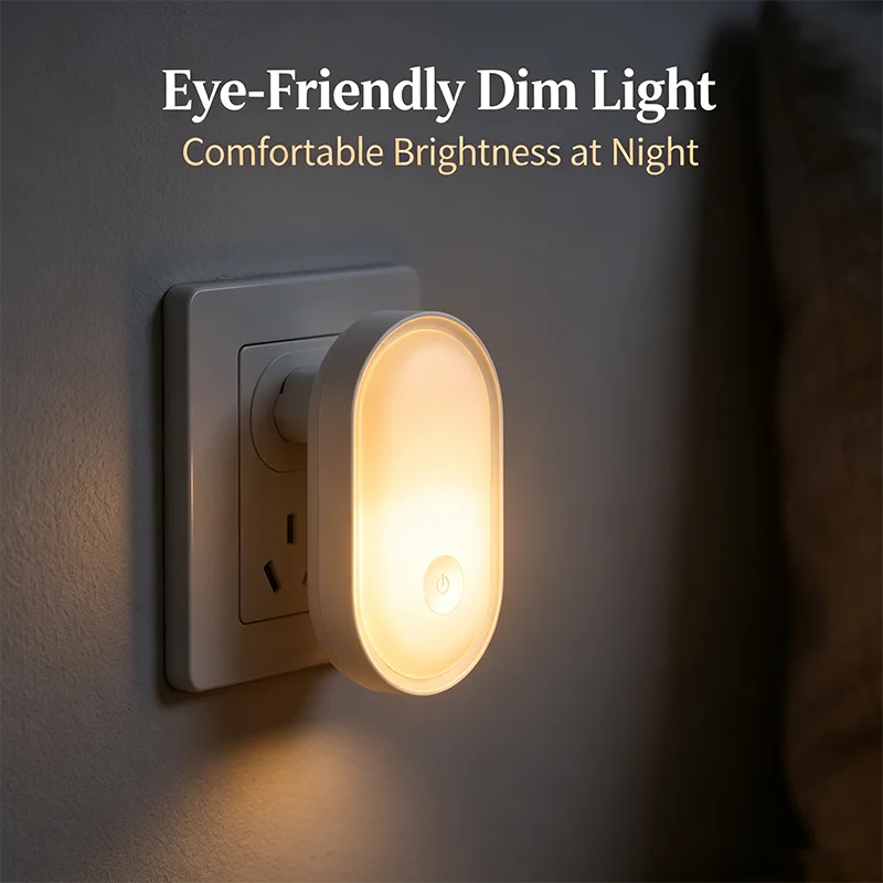 LED Night Light Wall Lamp EU Plug Light Control Induction Energy Saving Environmental Protection Bedroom Lamp Home Decor Q