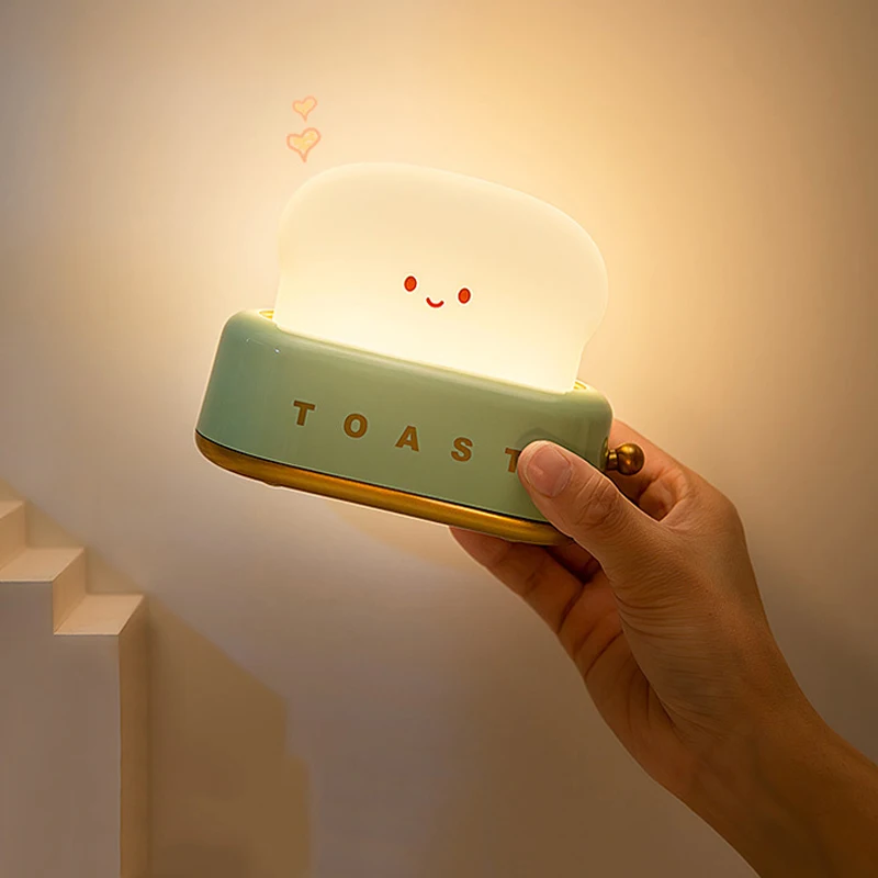 Cute Cartoon Night Light for Kids Bedroom,Toast Bread/Chick/Duck Shaped Led Lamp,Battery Powered or Rechargeable Optional,Gift