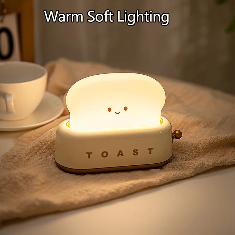 Cute Cartoon Night Light for Kids Bedroom,Toast Bread/Chick/Duck Shaped Led Lamp,Battery Powered or Rechargeable Optional,Gift