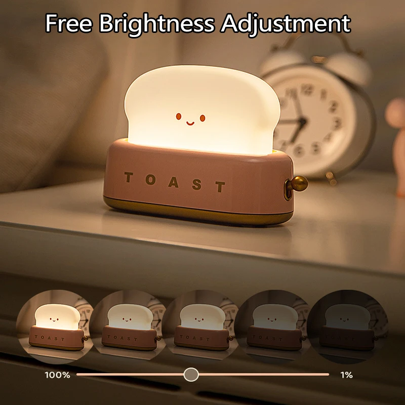 Cute Cartoon Night Light for Kids Bedroom,Toast Bread/Chick/Duck Shaped Led Lamp,Battery Powered or Rechargeable Optional,Gift