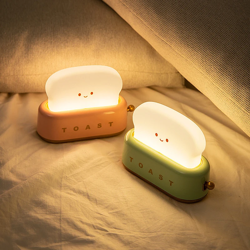 Cute Cartoon Night Light for Kids Bedroom,Toast Bread/Chick/Duck Shaped Led Lamp,Battery Powered or Rechargeable Optional,Gift