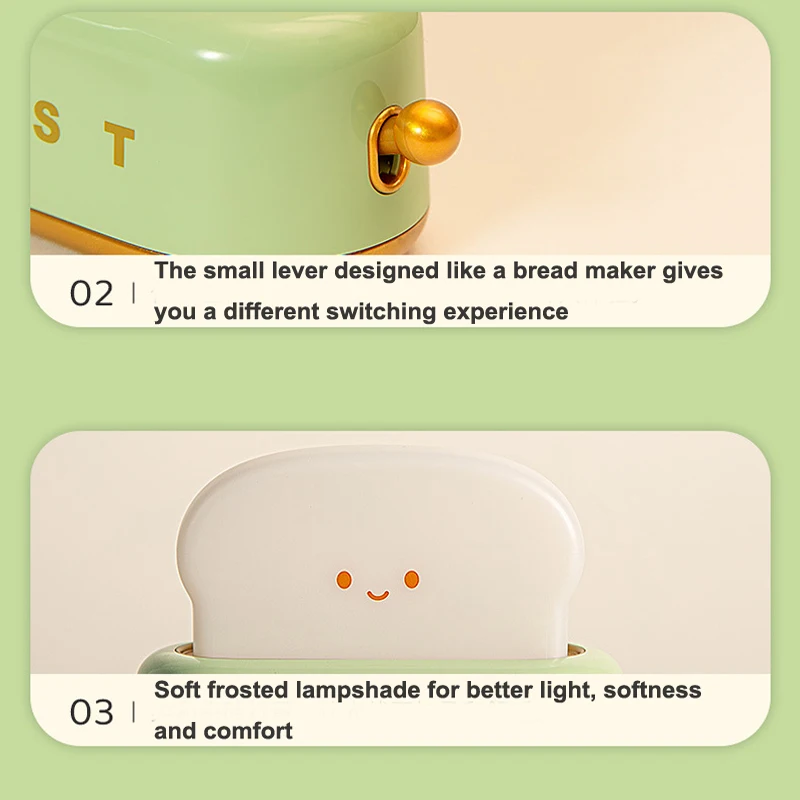Cute Cartoon Night Light for Kids Bedroom,Toast Bread/Chick/Duck Shaped Led Lamp,Battery Powered or Rechargeable Optional,Gift