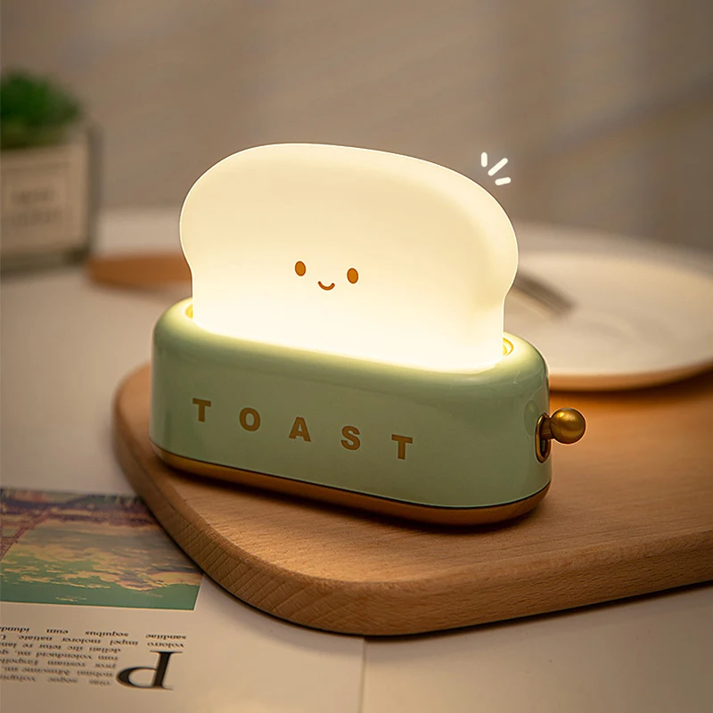 Cute Cartoon Night Light for Kids Bedroom,Toast Bread/Chick/Duck Shaped Led Lamp,Battery Powered or Rechargeable Optional,Gift