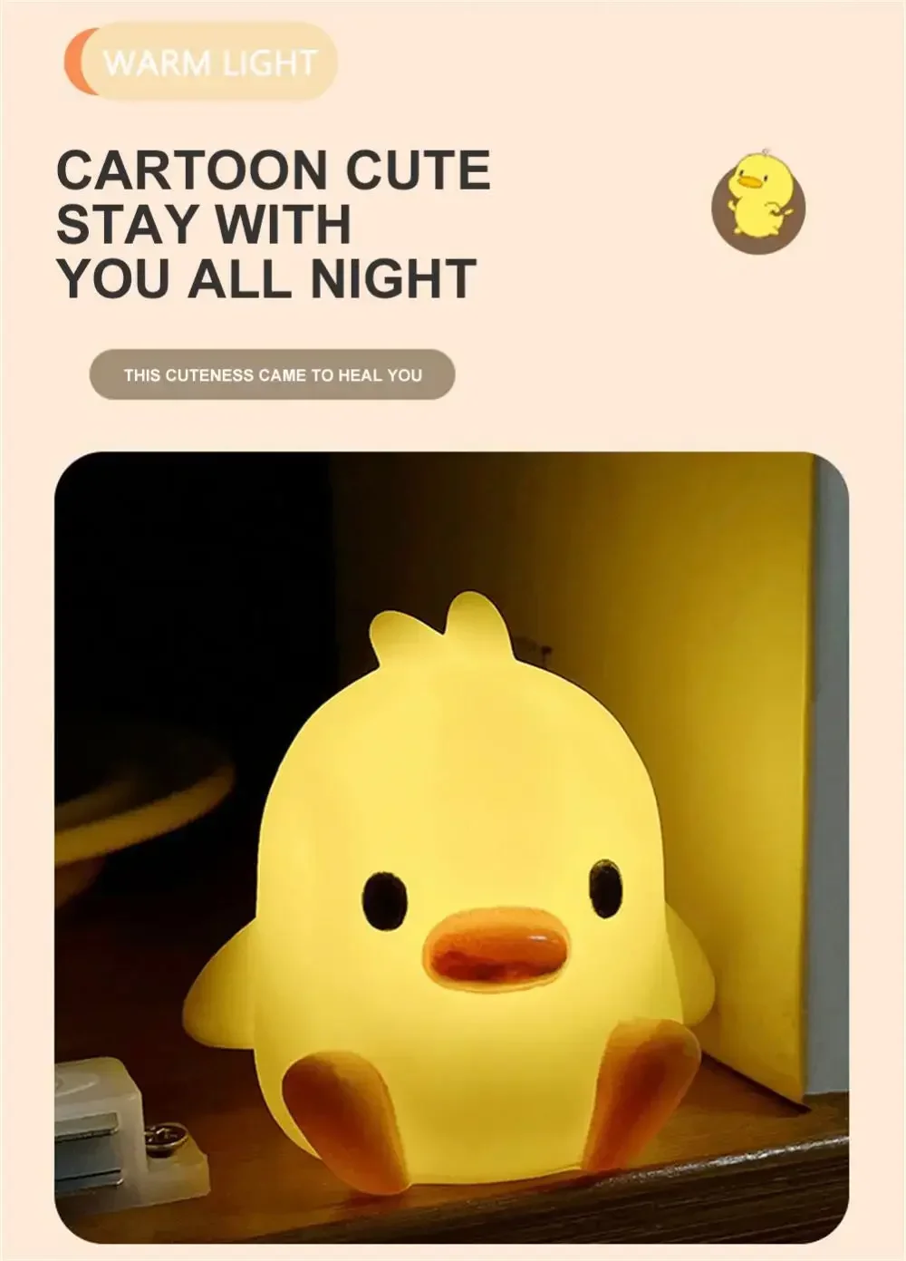 Cute Cartoon Night Light for Kids Bedroom,Toast Bread/Chick/Duck Shaped Led Lamp,Battery Powered or Rechargeable Optional,Gift