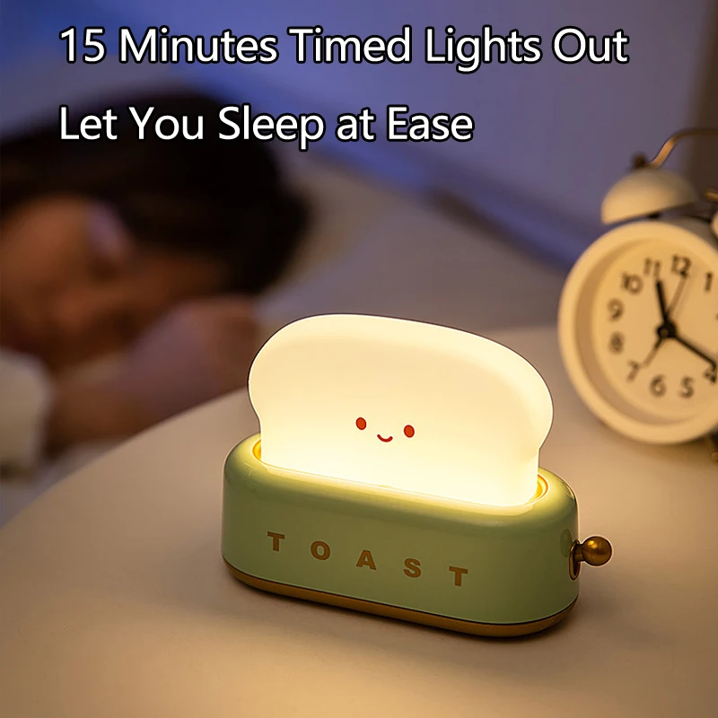 Cute Cartoon Night Light for Kids Bedroom,Toast Bread/Chick/Duck Shaped Led Lamp,Battery Powered or Rechargeable Optional,Gift