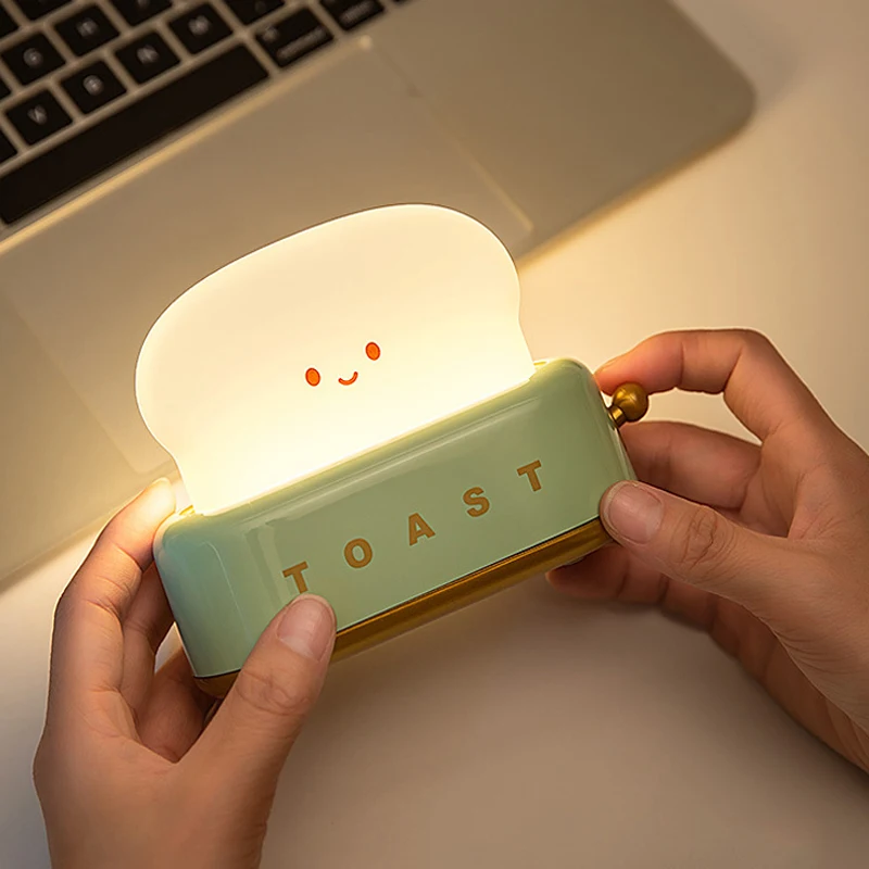Cute Cartoon Night Light for Kids Bedroom,Toast Bread/Chick/Duck Shaped Led Lamp,Battery Powered or Rechargeable Optional,Gift