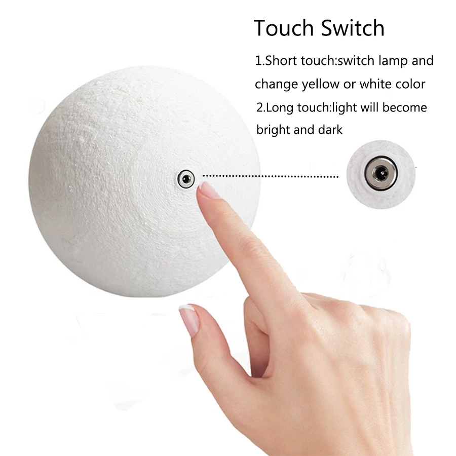16 Colors RGB 3D Moon Night For Kids Bedroom Glowing Moon Lamp With Multi Color LED Touch Control Beside Decoration Lamp