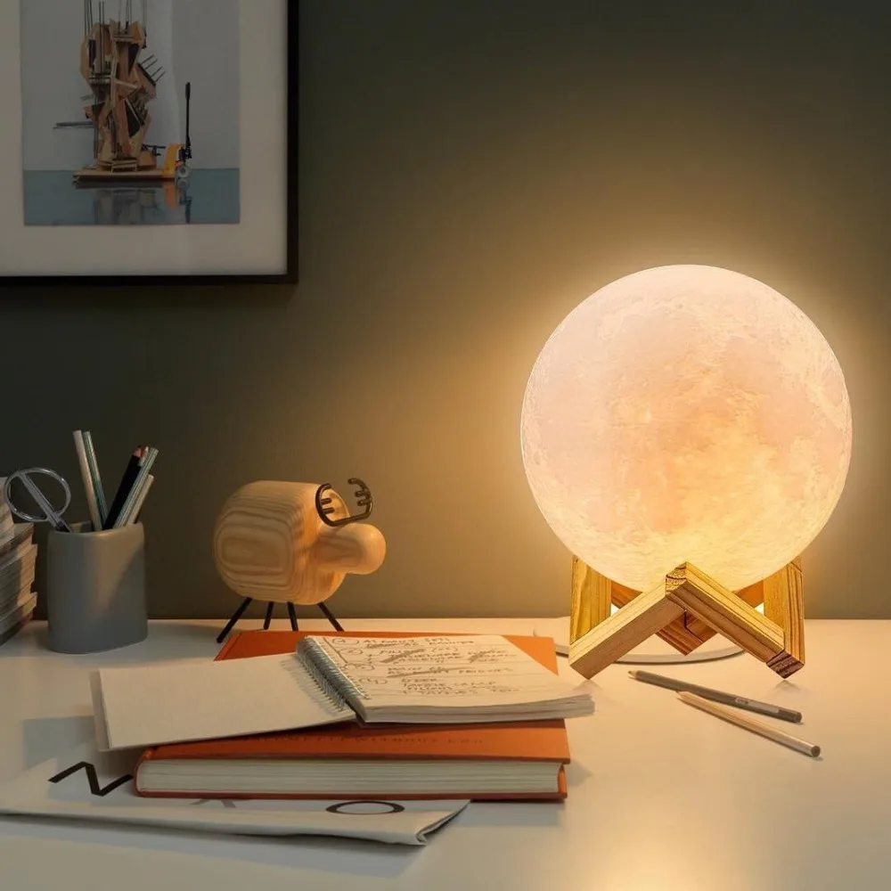 16 Colors RGB 3D Moon Night For Kids Bedroom Glowing Moon Lamp With Multi Color LED Touch Control Beside Decoration Lamp