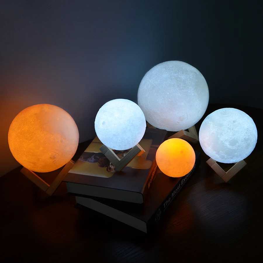 16 Colors RGB 3D Moon Night For Kids Bedroom Glowing Moon Lamp With Multi Color LED Touch Control Beside Decoration Lamp