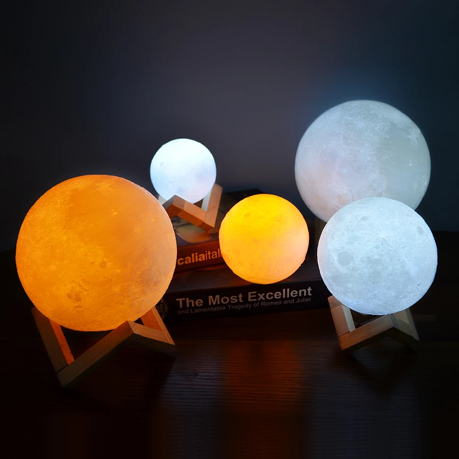 16 Colors RGB 3D Moon Night For Kids Bedroom Glowing Moon Lamp With Multi Color LED Touch Control Beside Decoration Lamp