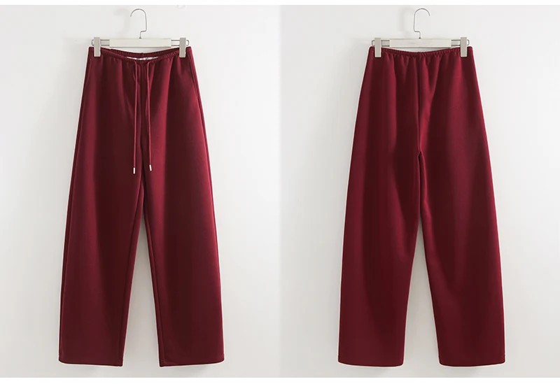 Autumn Burgundy Sweatpants Women Straight Leg Sport Pants Cotton Ladies Coffee Basic Joggers Wide Leg Women's Pants And Trousers