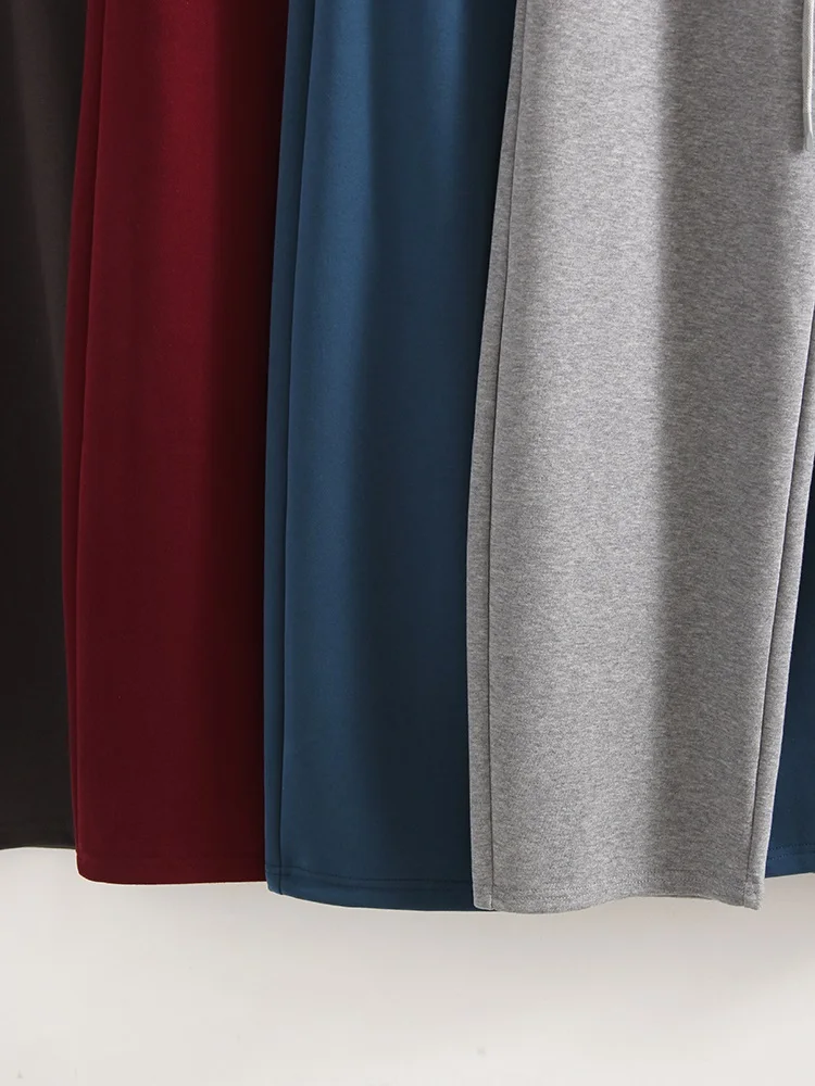 Autumn Burgundy Sweatpants Women Straight Leg Sport Pants Cotton Ladies Coffee Basic Joggers Wide Leg Women's Pants And Trousers