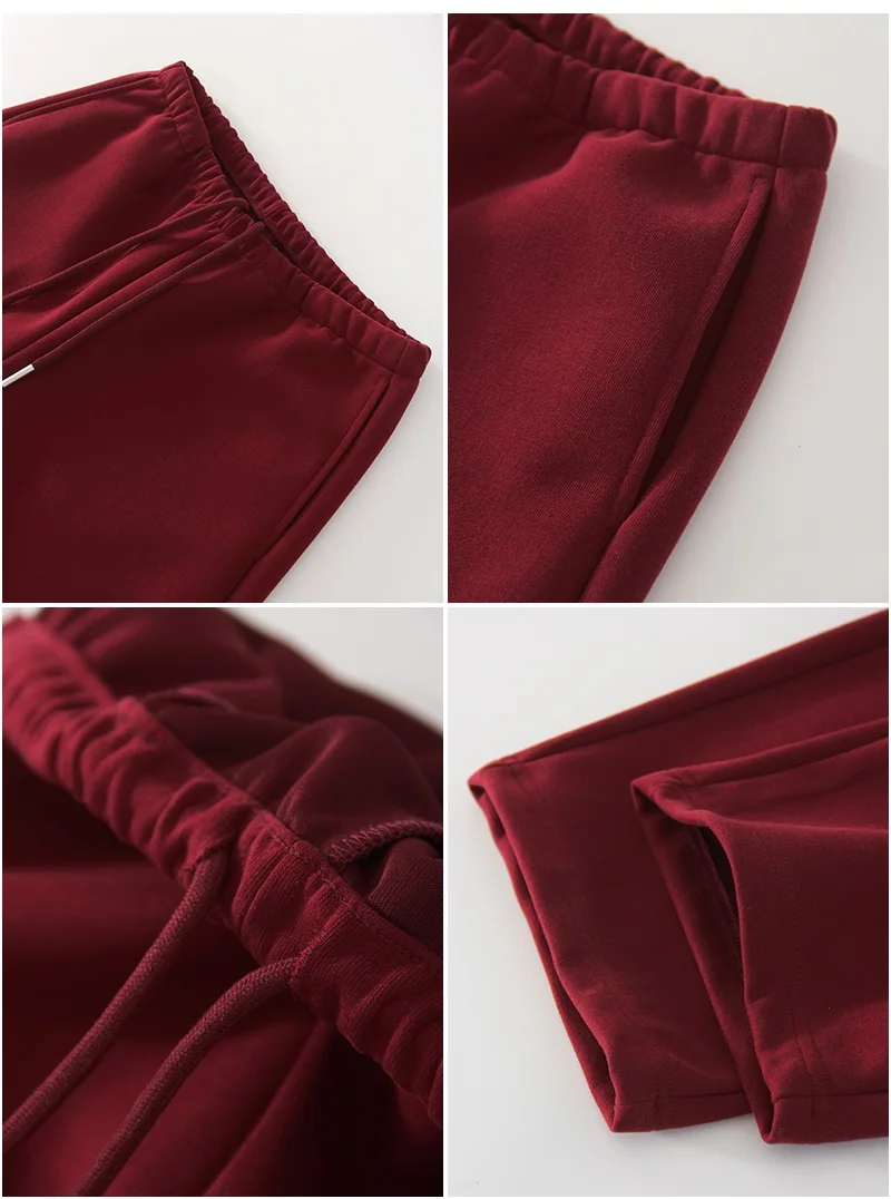 Autumn Burgundy Sweatpants Women Straight Leg Sport Pants Cotton Ladies Coffee Basic Joggers Wide Leg Women's Pants And Trousers