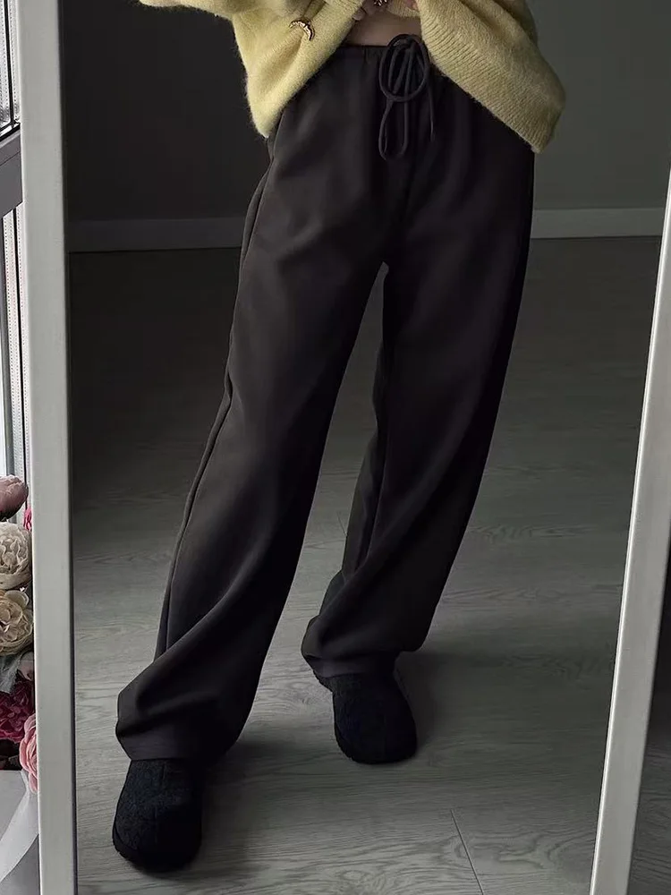 Autumn Burgundy Sweatpants Women Straight Leg Sport Pants Cotton Ladies Coffee Basic Joggers Wide Leg Women's Pants And Trousers