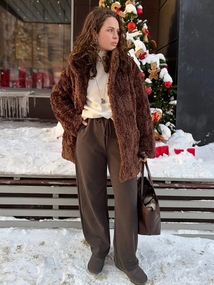 Autumn Burgundy Sweatpants Women Straight Leg Sport Pants Cotton Ladies Coffee Basic Joggers Wide Leg Women's Pants And Trousers