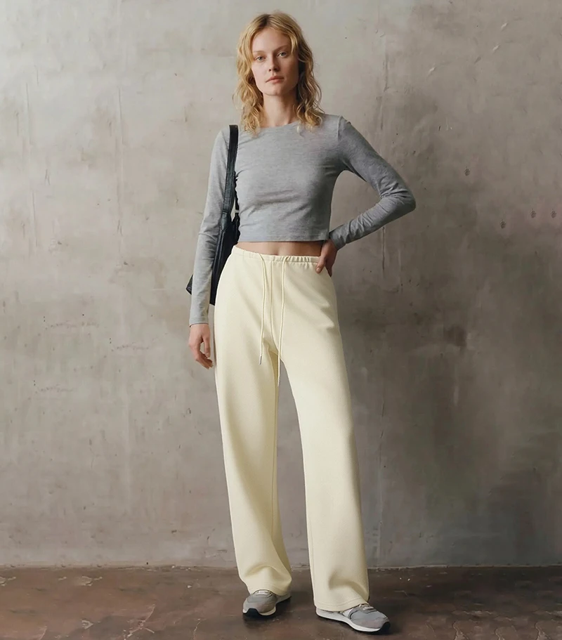 Autumn Burgundy Sweatpants Women Straight Leg Sport Pants Cotton Ladies Coffee Basic Joggers Wide Leg Women's Pants And Trousers