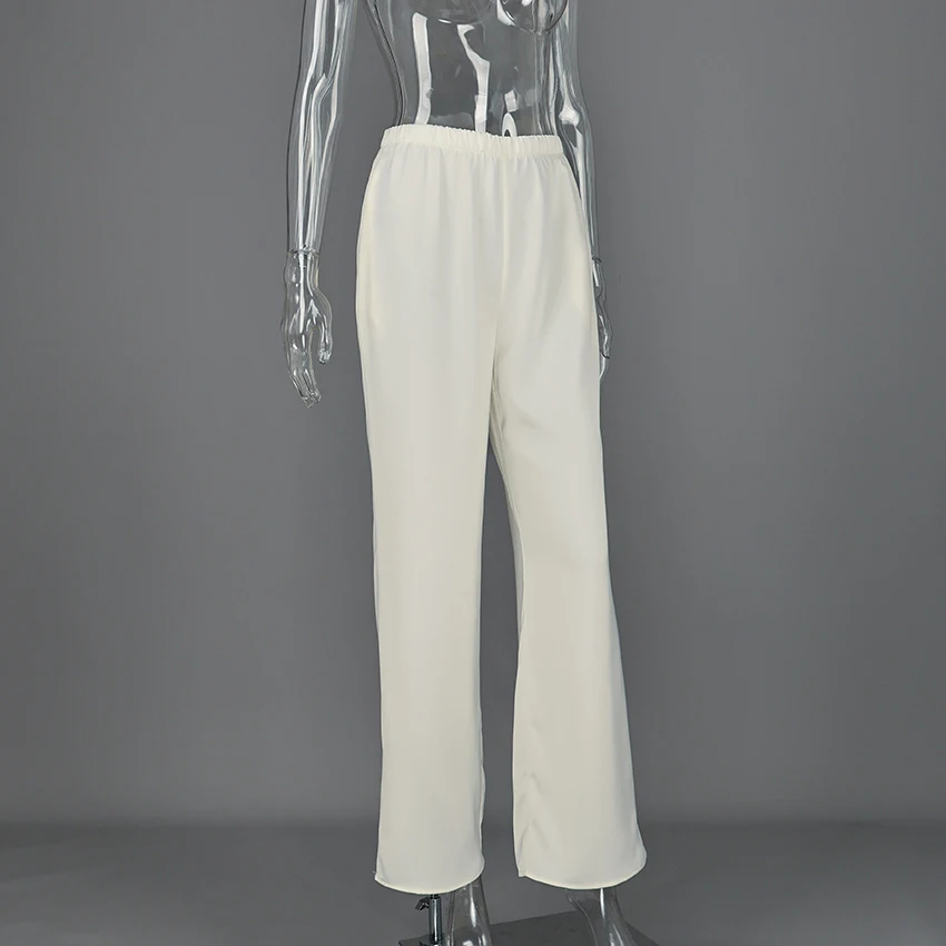Linad Elegant Brown Satin Wide Leg Pants Women Autumn Fashion Beige High Waist Trousers Street Chic Silk Long Pants Female 2025