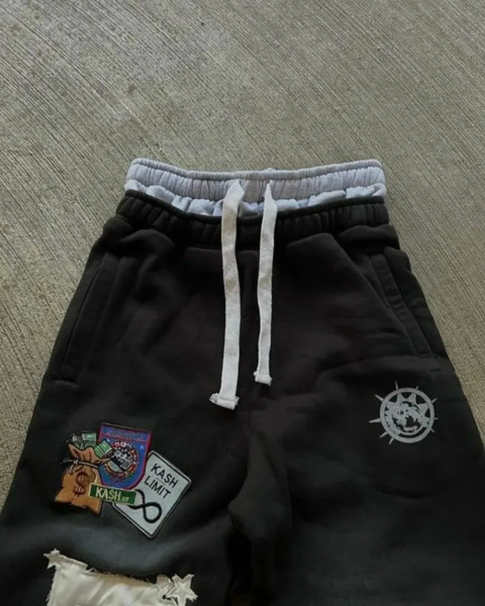 Y2K Black Pants Joggers Sweatpants Men Women Harajuku Gothic Double Waist Sweatpants Streetwear Graphics Embroidered Trousers