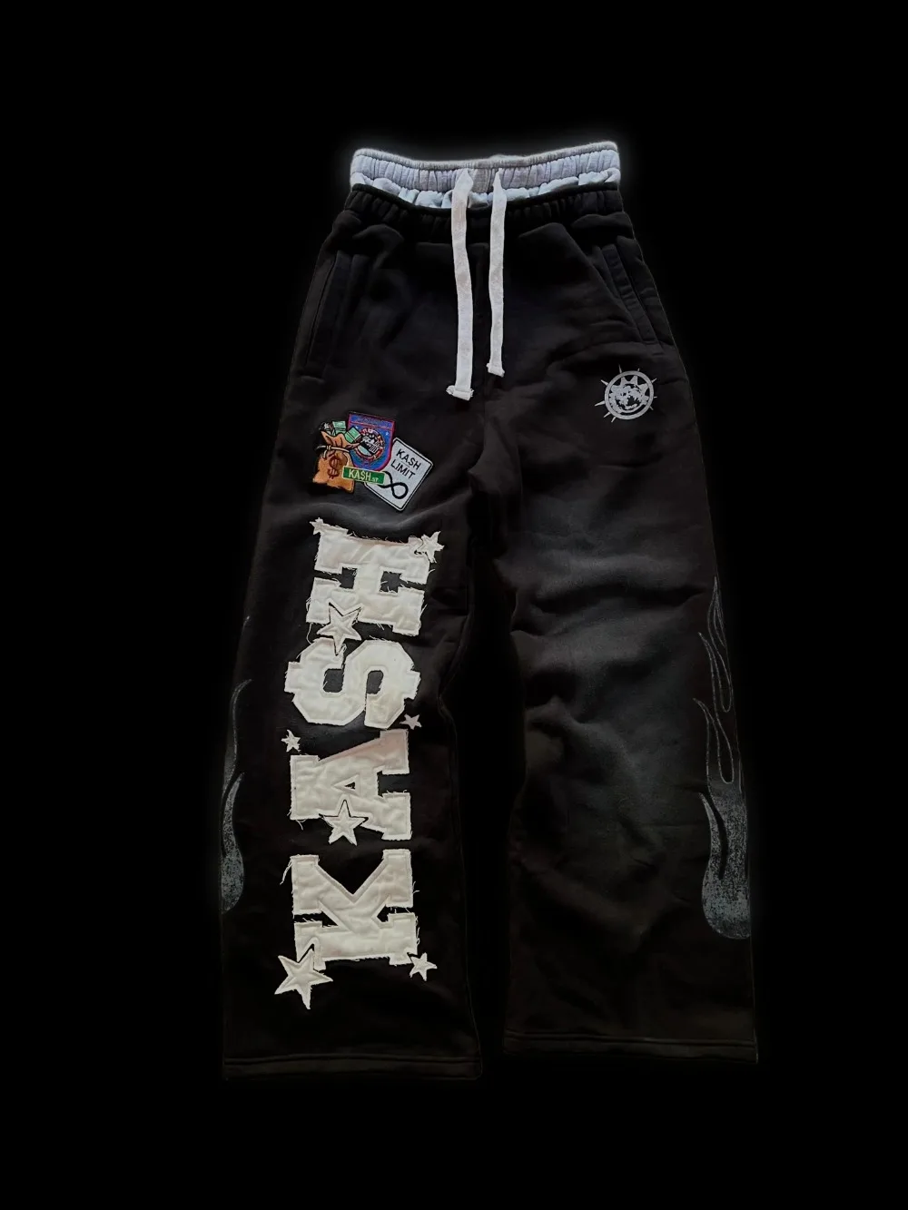 Y2K Black Pants Joggers Sweatpants Men Women Harajuku Gothic Double Waist Sweatpants Streetwear Graphics Embroidered Trousers