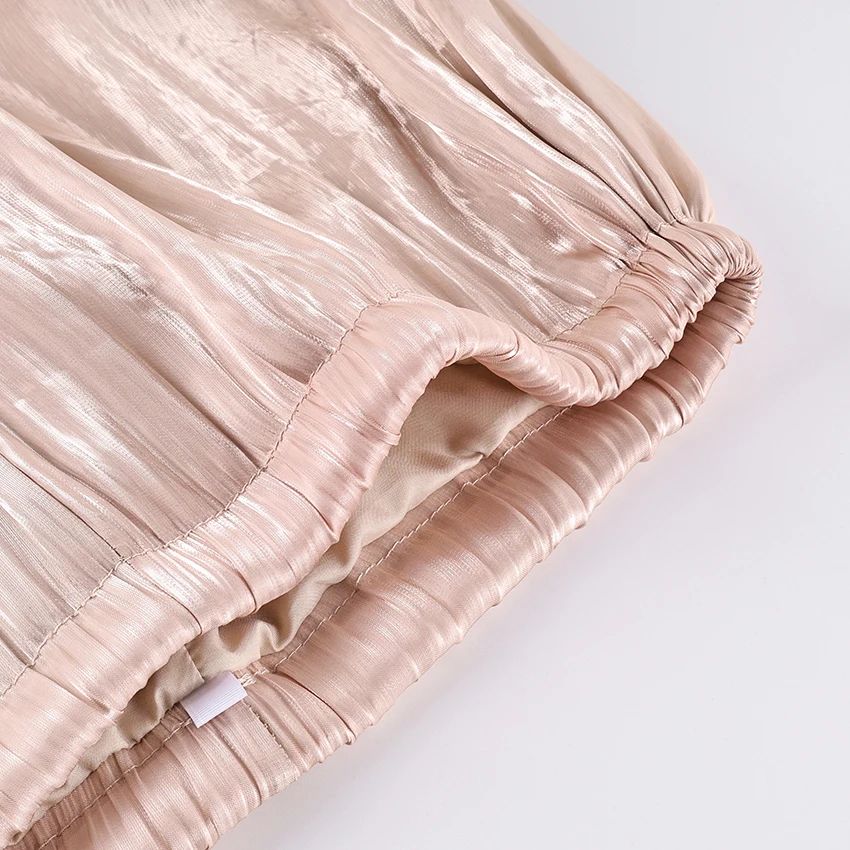 Linad Elegant Pink Crepe Loose Bloomers For Woman Street Chic Pleated Trousers Female Autumn Vintage High Waist Long Pants 2025