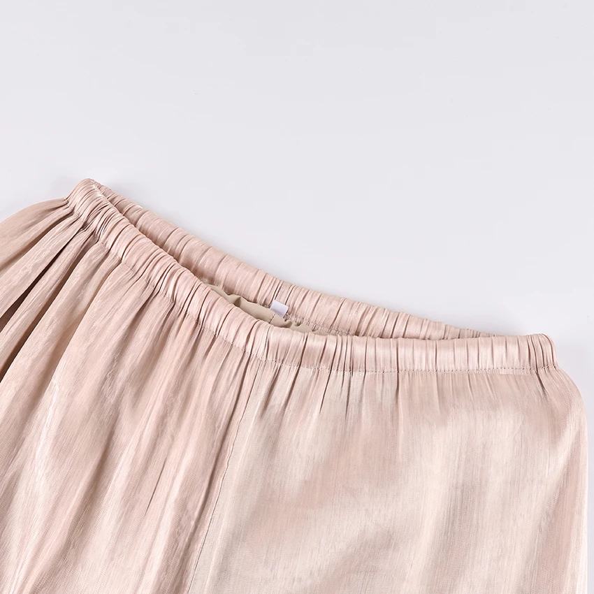 Linad Elegant Pink Crepe Loose Bloomers For Woman Street Chic Pleated Trousers Female Autumn Vintage High Waist Long Pants 2025