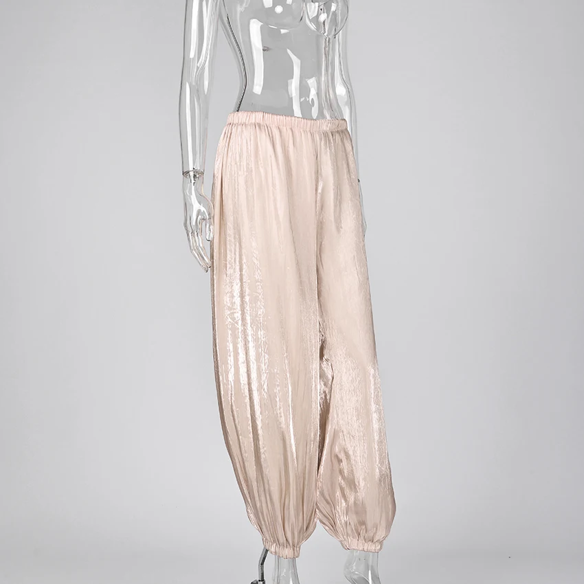 Linad Elegant Pink Crepe Loose Bloomers For Woman Street Chic Pleated Trousers Female Autumn Vintage High Waist Long Pants 2025