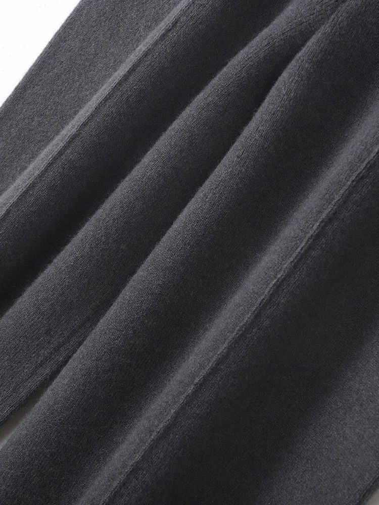 Women 100% Merino Wool Knitted Wide Leg Pants Autumn Winter Basic Soft Warm Cashmere Knit Trousers Casual Simple Style Korean