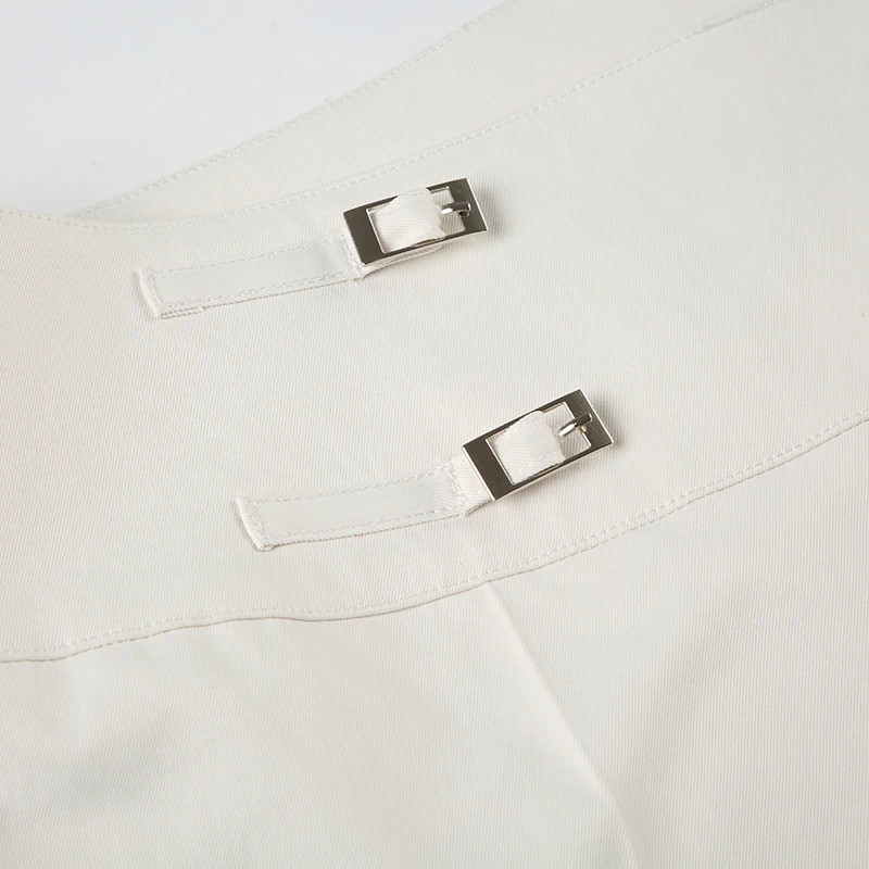 Vintage Y2K Korean Streetwear Pants Woman Low Rise Straight Loose Beige Trousers Button Up Basic 2000S Women Casual Pants