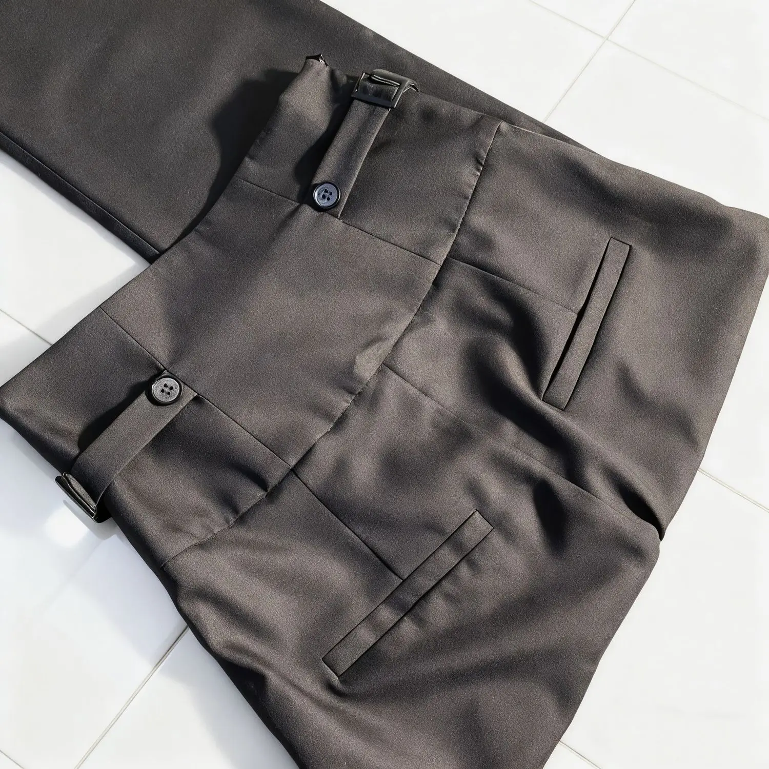 Spring Autumn Lolita Black Versatile High Waist Long Pants Y2K Vintage Trousers Court British Style Straight Pants for Women