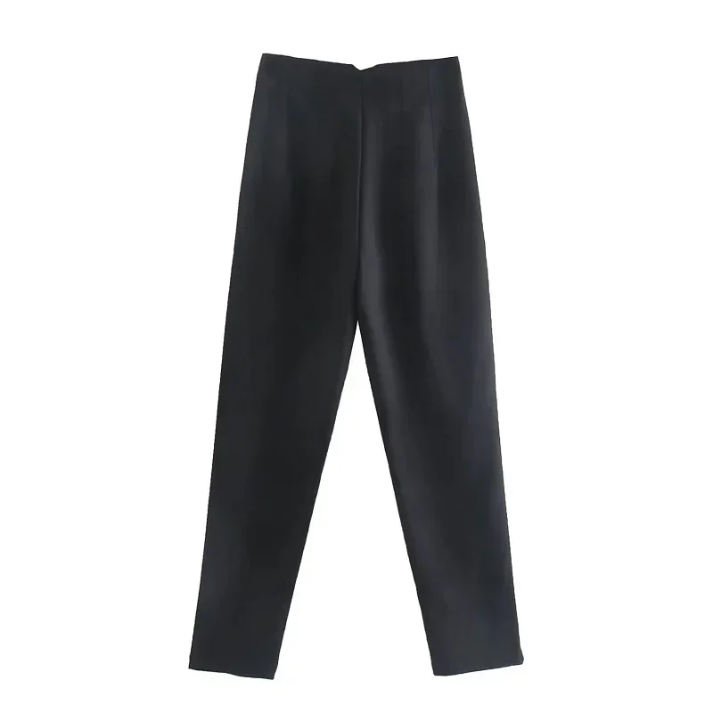 HXAO Office Wear Women'S Formal Pants Pleated High Waist Pants For Women Casual White Cropped Trousers Blackpink Woman Pants