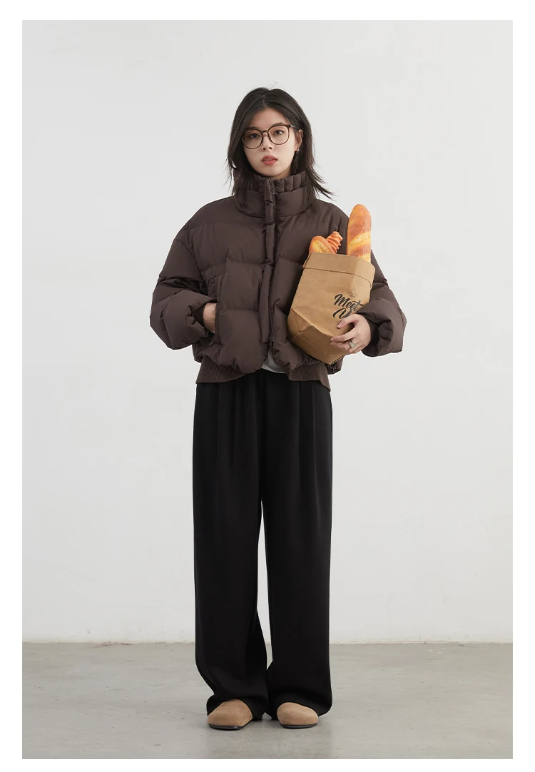 CHIC VEN Women Pants New High Waisted Pleated Casual Soft Wide Leg Pant Female Thicken Trousers Sport Solid Plush Winter 2024