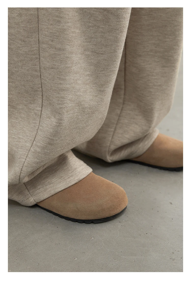 CHIC VEN Women Pants New High Waisted Pleated Casual Soft Wide Leg Pant Female Thicken Trousers Sport Solid Plush Winter 2024