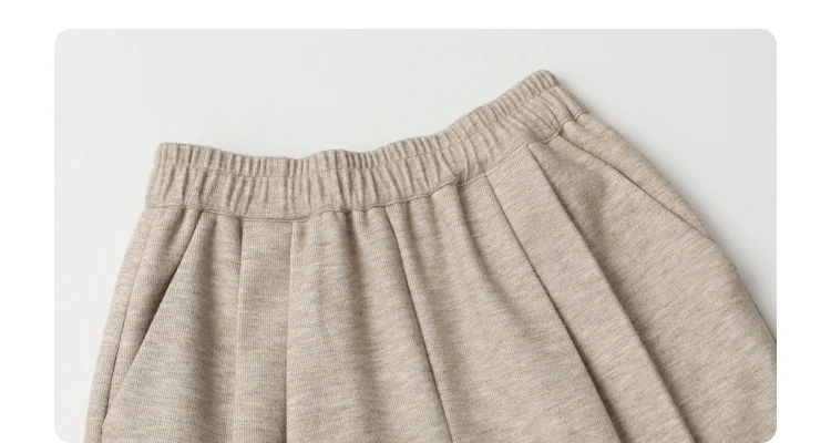 CHIC VEN Women Pants New High Waisted Pleated Casual Soft Wide Leg Pant Female Thicken Trousers Sport Solid Plush Winter 2024