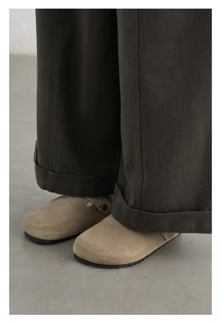 CHIC VEN Women Pants High Waist Loose Solid Wide Leg Casual Female Trousers Elastic Waist Folding Pants Autumn Winter 2025