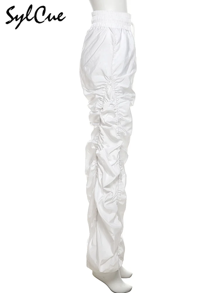 Sylcue Fashion Trend Personalized Self-Confidence Avant-Garde Cool All-Match Casual Loose Girl High Waist Wide Leg Lantern Pants