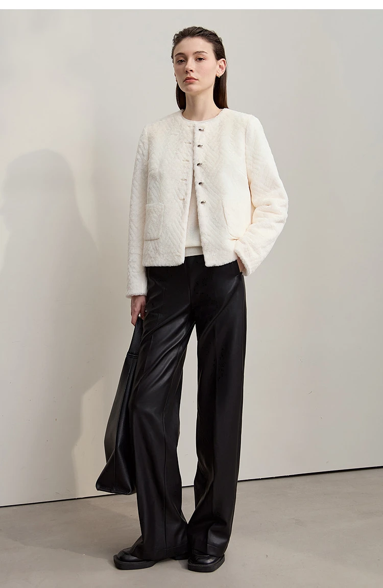 AMII Pants For Woman 2026 Winter New Minimalist Commuter PU Leather Loose Wide-leg Pants Casual Office Lady Trousers 12524063