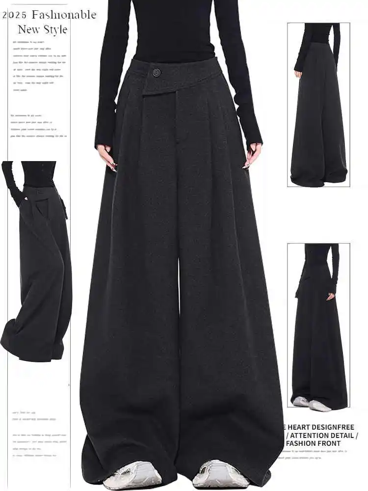 Women Black Suits Pants Streetwear 90s Aesthetic Vintage FashioBaggy Y2k Pants Harajuku High Waist Trousers Fashion Clothes 2025