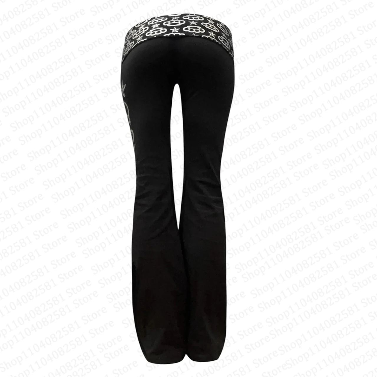 Y2K Gothic Sweet and Fashionable American Retro 2000s Letter Printed Bellbottom Pants Hip Hop Street Cool Girl Dress Emo punk