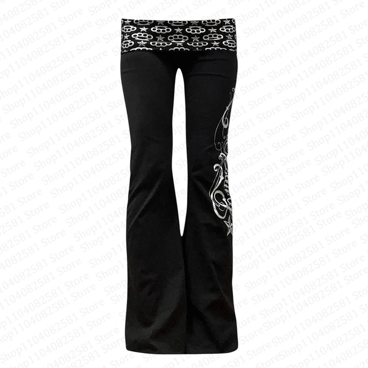 Y2K Gothic Sweet and Fashionable American Retro 2000s Letter Printed Bellbottom Pants Hip Hop Street Cool Girl Dress Emo punk