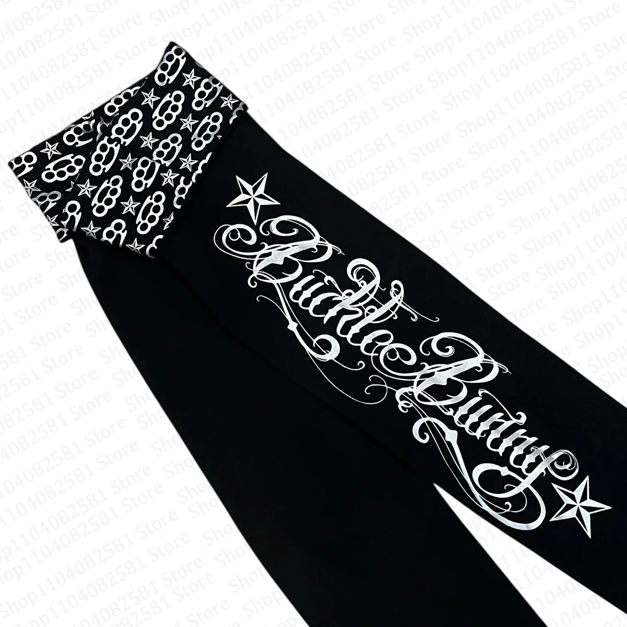 Y2K Gothic Sweet and Fashionable American Retro 2000s Letter Printed Bellbottom Pants Hip Hop Street Cool Girl Dress Emo punk