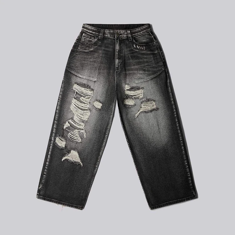 Hip Hop American Y2K Women Jeans High Street Vintage Gothic Print Fashion Casual Couple Wide-leg Pants Unisex Punk Work Pants