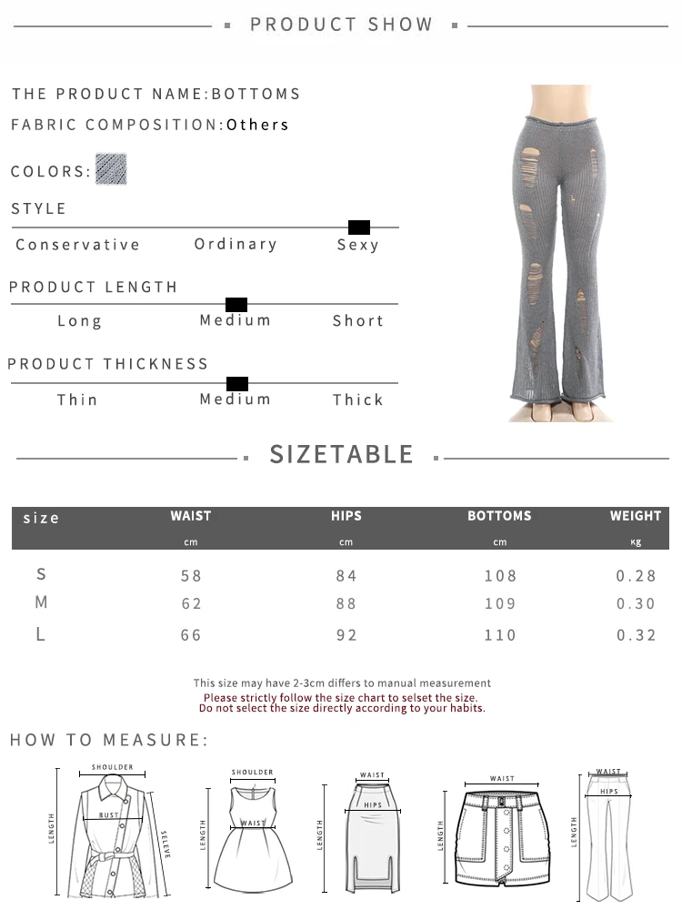 Weird Puss Knit Irregular Ripped Pants Women Autumn Trend Fashion Sexy Hottie Wild Solid Hip-Hop Street Clubwear Skinny Bottom