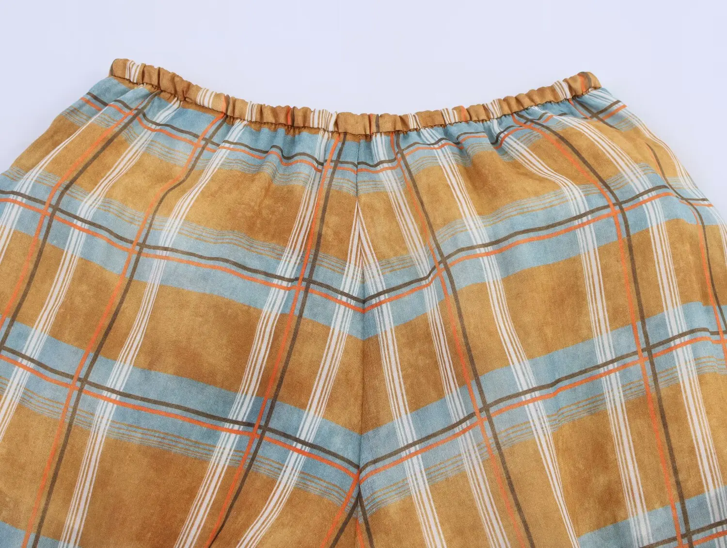HH Women Autumn New Ramie Bloomers Plaid Printed Loose Pants Female Fashion Versatile Drawstring Streetwear Casual Trousers