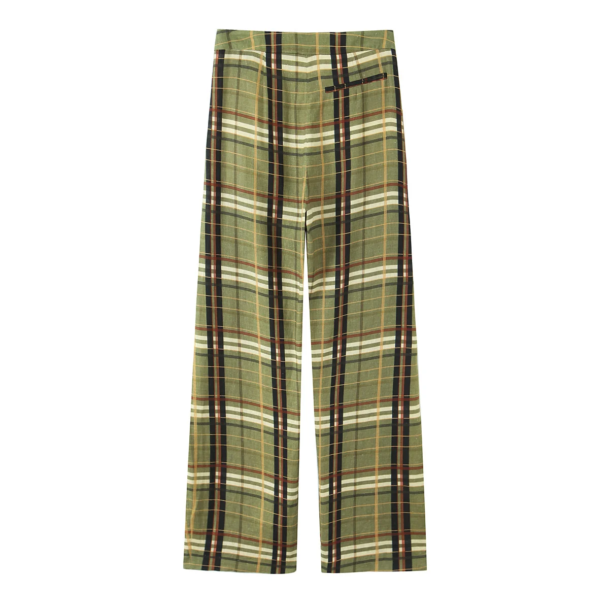 HH Women Autumn New Ramie Bloomers Plaid Printed Loose Pants Female Fashion Versatile Drawstring Streetwear Casual Trousers