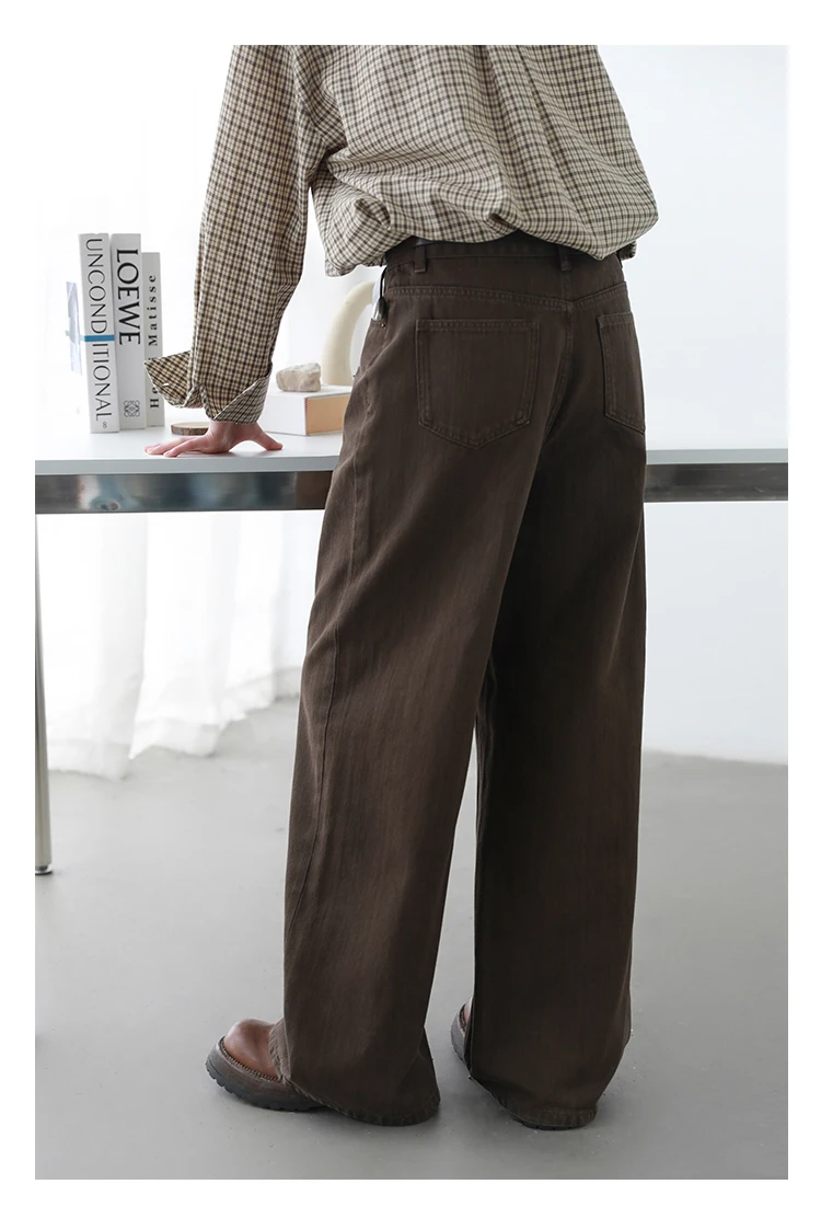 CHIC VEN Women Pants Solid High Waist Loose Retro Cotton Wide Leg Denim Jeans Female Trousers for Woman Spring Autumn 2025