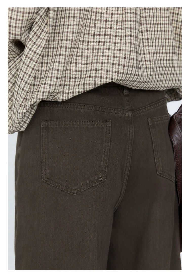 CHIC VEN Women Pants Solid High Waist Loose Retro Cotton Wide Leg Denim Jeans Female Trousers for Woman Spring Autumn 2025